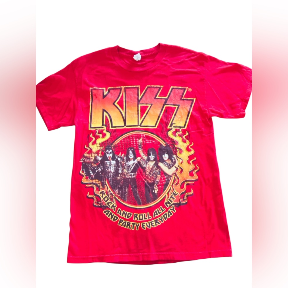 Vintage KISS Rock and Roll All Nite Graphic Band Tee Red Men’s Medium